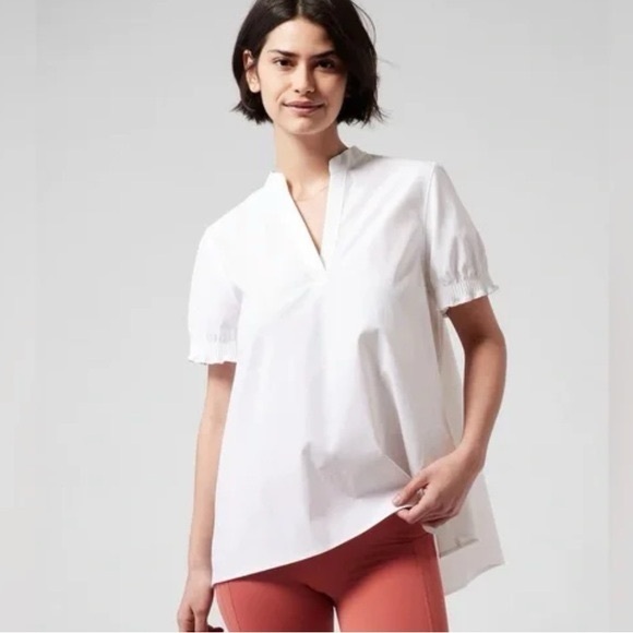 Athleta Tops - Athleta Levitate Crisp Poplin White Top, Size Large, Excellent Condition